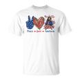 Peace Love Wirehaired Pointing Griffon Dog Patriotic America Unisex T-Shirt