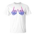 Skeleton Rock Hand Lgbt-Q Cool Bisexual Pride Color Bi Flag Unisex T-Shirt