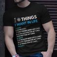 10 Things I Want In My Life Cars More Cars Car Guy T-shirt Gifts for Him