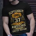 37 Years Old Vintage September 1986 37Th Birthday T-Shirt Gifts for Him