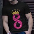8 Year Old Gifts 8Th Birthday Girl Golden Crown Party Unisex T-Shirt Gifts for Him