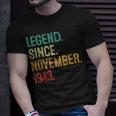 80 Years Old Legend Since November 1943 80Th Birthday T-Shirt Gifts for Him