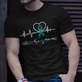 Addiction Recovery Awareness Heartbeat Teal Ribbon Support T-Shirt Gifts for Him