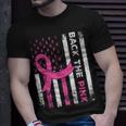 Back The Pink Ribbon American Flag Breast Cancer Awareness T-Shirt Gifts for Him