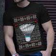 Badminton Ugly Christmas Sweater Santa Hat Sport Fan Xmas T-Shirt Gifts for Him