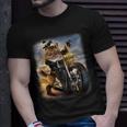 Biker Tabby Cat Riding Chopper Motorcycle Unisex T-Shirt Gifts for Him