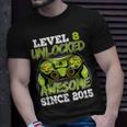 Birthday Boy Video Game Level 8 Unlocked Awesome Since 2015 Unisex T-Shirt Gifts for Him
