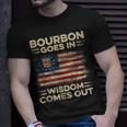 Bourbon Goes In Wisdom Comes Out 4Th Of July Drinking Lover Drinking Funny Designs Funny Gifts Unisex T-Shirt Gifts for Him