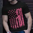 Breast Cancer Awareness Flag Usa Breast Cancer Warrior T-Shirt Gifts for Him
