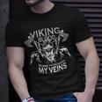 Cool Viking Text Viking Blood Runs Through My Veins T-Shirt Gifts for Him