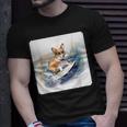 Corgi Surfing Wave Dog Surfing Corgi At The Beach Unisex T-Shirt Gifts for Him