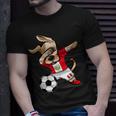 Dabbing Dog Peru Soccer Fans Jersey Peruvian Flag Football T-Shirt Gifts for Him