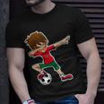 Dabbing Soccer Boy Morocco Moroccan Flag Jersey T-Shirt Gifts for Him