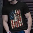 Distressed Greyhound American Flag Patriotic Dog Unisex T-Shirt Gifts for Him