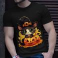 Fall Autumn Season Lazy Halloween Costume Kawaii Pumpkin Cat T-Shirt Gifts for Him