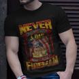 Firefighter Dad Never Underestimate Fireman Father T-Shirt Gifts for Him