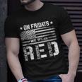 On Friday We Wear Red American Flag Military Supportive T-Shirt Gifts for Him