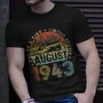 80 Years Old August 1943 Vintage Retro 80Th Birthday T-Shirt Gifts for Him
