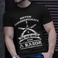 Barber -Never Underestimate An Old Man With A Razor T-Shirt Gifts for Him