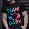 Funny Gender Reveal Of Team Healthy Baby Party Supplies Unisex T-Shirt Gifts for Him