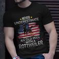 Funny Never Underestimate An Old Man With A Rottweiler Unisex T-Shirt Gifts for Him