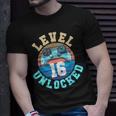 Gamer Boy Level 16 Unlocked Video Game 16Th Birthday Funny Birthday Gifts Unisex T-Shirt Gifts for Him