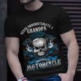 Grandpa Biker Never Underestimate Motorcycle Skull Grandpa Funny Gifts Unisex T-Shirt Gifts for Him