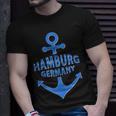 Hamburg Germany Port City Blue Anchor Design Unisex T-Shirt Gifts for Him