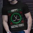 Happy Hockey Days Ugly Christmas Sweater Hockey T-Shirt Gifts for Him