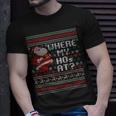Where My Hos At Ugly Christmas Sweater Style Couples T-Shirt Gifts for Him