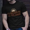 Id Rather Be At The Barn Horse Sunflower Farm Cowgirl Funny Unisex T-Shirt Gifts for Him