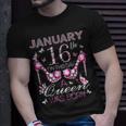 On January 16Th A Queen Was Born Aquarius Capricorn Birthday T-Shirt Gifts for Him