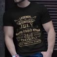Legends Were Born In July 1980 43 Year Old Birthday Gifts Unisex T-Shirt Gifts for Him