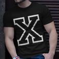 Letter X Alphabet Name Athletic Sports Monogram Outline Unisex T-Shirt Gifts for Him