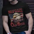 Living In The New World With An Old Soul America Flag Retro T-Shirt Gifts for Him