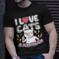 I Love Cats & Ice Cream Cute Kitty Feline Dessert Lover T-Shirt Gifts for Him