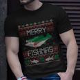Merry Fishmas Fishing Dad Fish Angler Ugly Christmas Sweater T-Shirt Gifts for Him