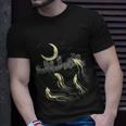 Night Sky Moon Star Building Ghost City Galaxy Horror Ghost T-Shirt Gifts for Him