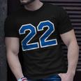 Number 22 Sports White Blue Lucky Number T-Shirt Gifts for Him