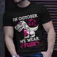 In October We Wear Pink Breast Cancer Dinosaur Toddler Boys T-Shirt Gifts for Him