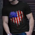 Patriotic American Flag Heart 4Th Of July Vintage Usa Flag Unisex T-Shirt Gifts for Him