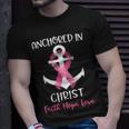 Pink Breast Cancer Quote Anchored In Christ Faith Hope Love T-Shirt Gifts for Him