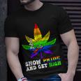 Pride And High Lgbt Weed Cannabis Lover Marijuana Gay Month Unisex T-Shirt Gifts for Him