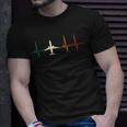 Retro Airplane Heartbeat Pilot Flying Cool Aviator Unisex T-Shirt Gifts for Him
