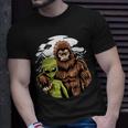 Retro Alien And Bigfoot Sasquatch Ufo Believer T-Shirt Gifts for Him