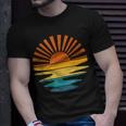 Retro Beach Sunset Vacation Palm Trees Tropical Summer Unisex T-Shirt Gifts for Him