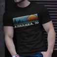 Retro Sunset Stripes Ahsahka Idaho T-Shirt Gifts for Him