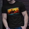 Saddle Western Cowboy Retro Vintage Western Sunset Unisex T-Shirt Gifts for Him