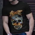 Skull Bow Leopard Vintage Retro Funny Halloween Gifts Halloween Funny Gifts Unisex T-Shirt Gifts for Him