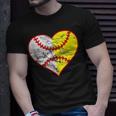 Softball Baseball Heart Mom Dad Women Mothers Day 2023 Gifts For Mom Funny Gifts Unisex T-Shirt Gifts for Him